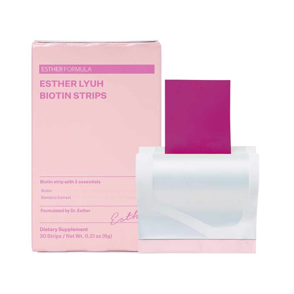 ESTHER FORMULA Biotin Strips (30 ct) - Fast-Absorbing Oral Strips | Biotin Supplement with Bamboo Extract for Healthy Hair, Strong Nails & Beauty Support, Sugar-Free