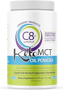 LifeSense C8 εμπλουτισμένο MCT Oil Powder Unflavored Πηγή από Coconut Oil, Keto-Friendly, Developed by PhD Nutrition in USA, Optimal Fuel for The Brain and Body