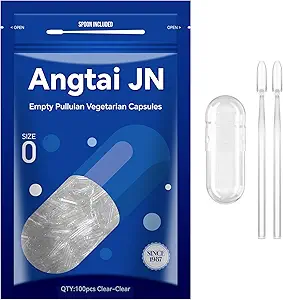Empty Capsules Size 0 - Clear Fillable Vegetarian Capsules(100 Count) Size 0 Empty Pullulan Capsules with Two Micro Lab Spoons,- Veggie Capsules Empty Caps for DIY Your Own Supplements