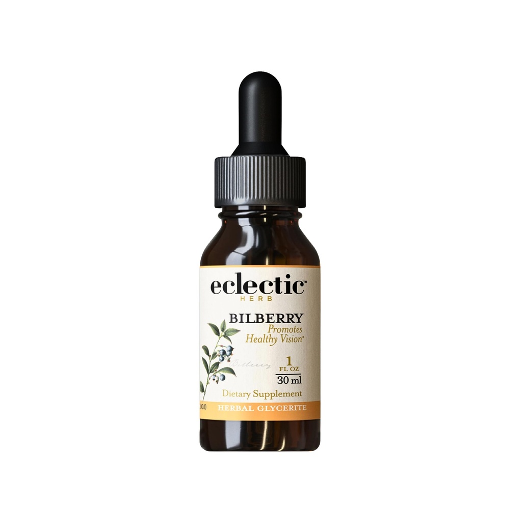 Eclectic Herb - Organic Bilberry Liquid Herbal Glycerite | Vision Support Supplement | Vision Health & Cardiovascular Support | Concentrated, Alcohol-Free, Vegan, Non-GMO (1 fl oz | 30 ml)