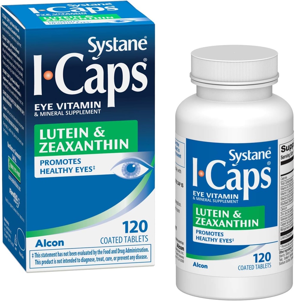 Systane ICaps Eye Vitamin & Mineral Supplement, Lutein & Zeaxanthin Formula, 120 Επικαλυμμένα δισκία