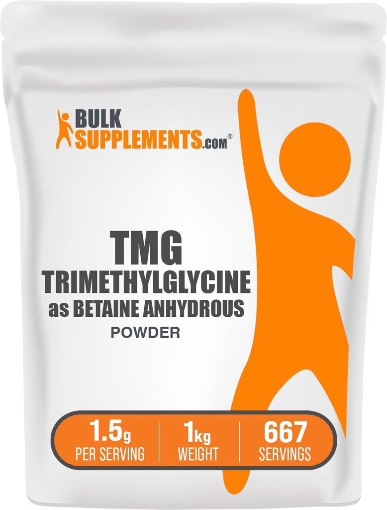 BulkSupplements.com TMG Σκόνη - Τριμεθυλογλυκίνη ως Betaine Anhydrous, TMG συμπλήρωμα - Χωρίς γεύση και γλουτένη, 1,5g ανά Σερβίρισμα, 1kg (2,2 lbs) (πακέτο των 1)