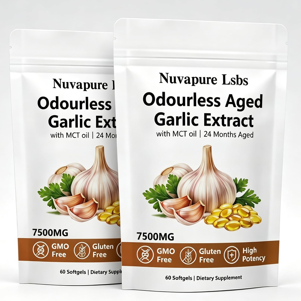 Nuvapure Aged Garlic, All-Natural,Odorless,60 Capsules (2bag)