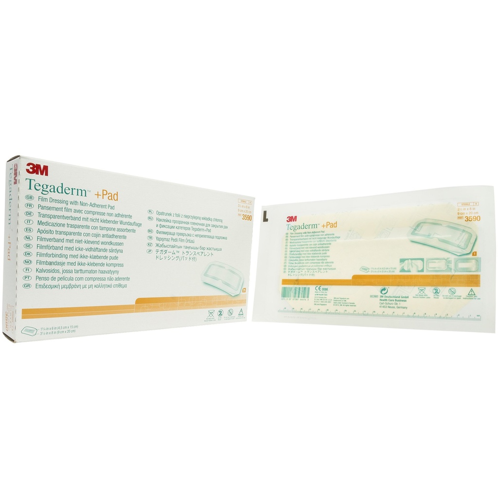 3M Tegaderm Dressing W/Non-Adhesive Absorbent Pad 3.5"X8" - Box of 25 - Model 3590