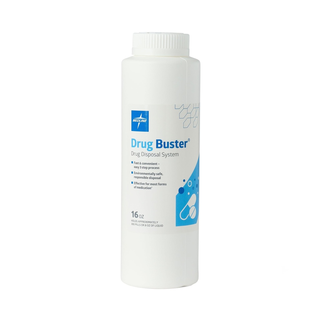 Medline Drug Buster Drug Disposal System, Eco-Friendly & Safe Medication Disposal Solution, Destroys OTC and Prescription Pills, Tablets, & Creams, 16 oz. Bottle, 1 Count