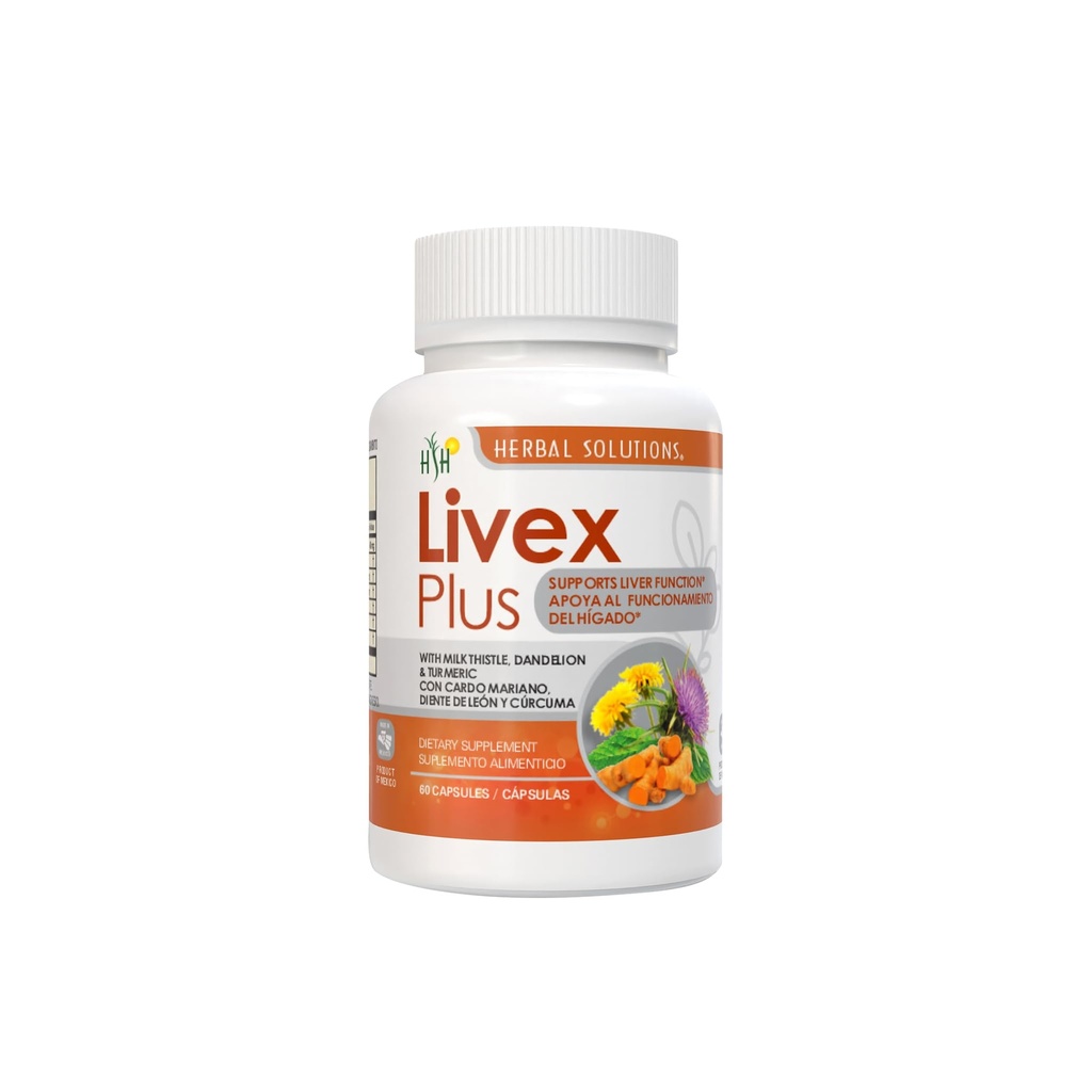 Livex Plus hepatic Support & Digestive Health Supplement - Natural Detox with Milk Thistle, Boldo & Dandelion Root - 60 Capsules