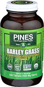 Pines Organic Barley Grass, 500 Count Tablets