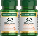 Nature's Bounty Vitamin B2 as Riboflavin Supplement, Aids Metabolism, 100mg, 100 Count (Pack of 2)
