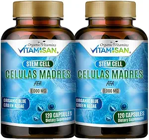 2 Celulas Madres AFA Stem Natural Cell 120 Κάψουλες 1000 mg Blue Green Algae Non GMO Χωρίς γλουτένη Aphanizomenon Flos-aquae Bio celula Madre Συμπλήρωμα