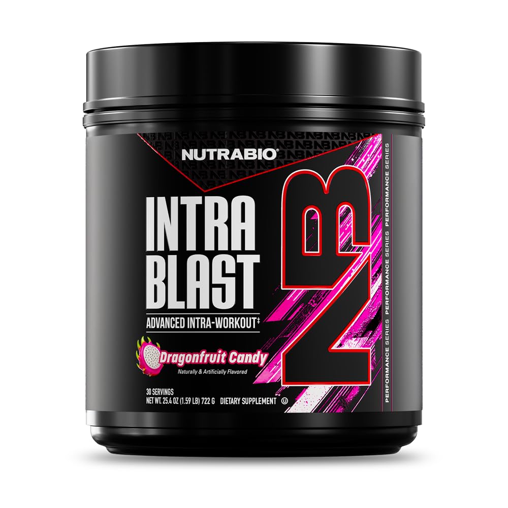 NutraBio Intra Blast Bcaa Powder Amino Acid Supplement, Ηλεκτρολυτικό & Ενυδατικό Μείγμα, Intra, Pre Processing & Mus Recovery, 20g Eaa Amino Acids Powder, 5g Glutamine- Dragonfruit Candy, 30