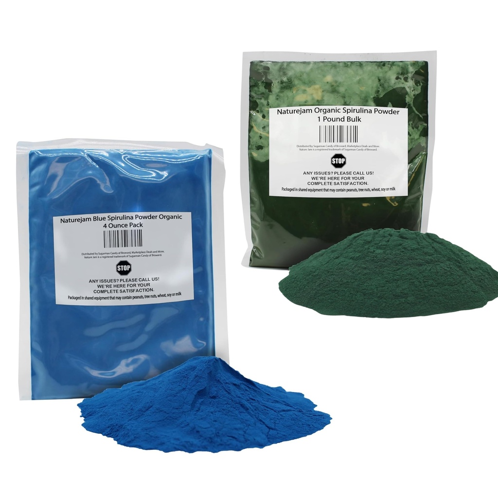 Naturejam Blue Spirulina Powder Organic 4oz Organic Spirulina Powder 1 Pound