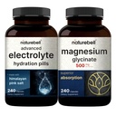 NatureBell Μαγνήσιο Γλυκινικό Κάψουλες 500mg & Προηγμένα χάπια ενυδάτωσης ηλεκτρολυτών Bundle Pack 