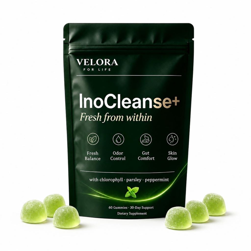 Chlorophyll Gummies, Inocleanse+ | Fresh Breath & Body, Deodorizing Supplement, Contains Chlorophyll, Parsley, and Peppermint Extracts, 60 Vegan Gummies