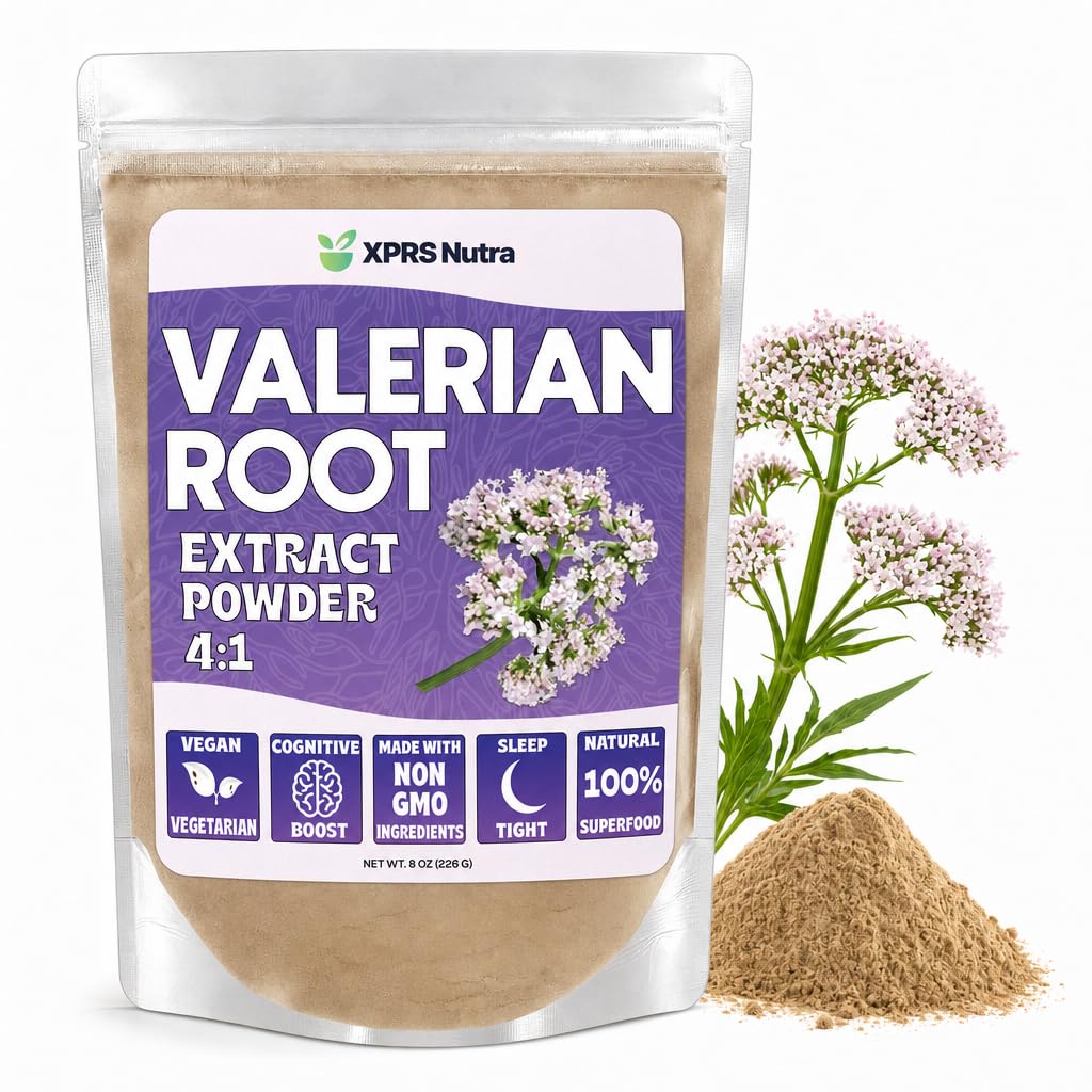 XPRS Nutra Valerian Root Extract Powder 4:1 - Premium Valerian Root Powder for Cognition - Vegan Friendly Herbal Sleep Assist (8 Ounce)