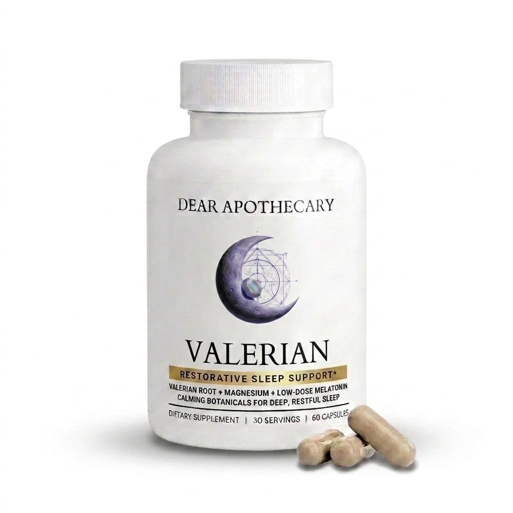 Valerian Sleep Aid for Adults - Valerian Root 400mg, Magnesium 250mg, Ashwagandha, L-Theanine, Melatonin 1.5mg - Deep Sleep & Relaxation - Vegan, Non-GMO - 60 Count