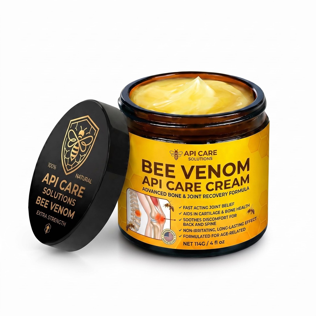 Bee Venom Cream, Advanced Bone & Joint Recovery Formula, Bee Venom Relief Cream for Back, Knee, Hands, Neck & Feet, Fast Acting Joint Support for All Skin Types, 4 fl oz (1 Bottle)