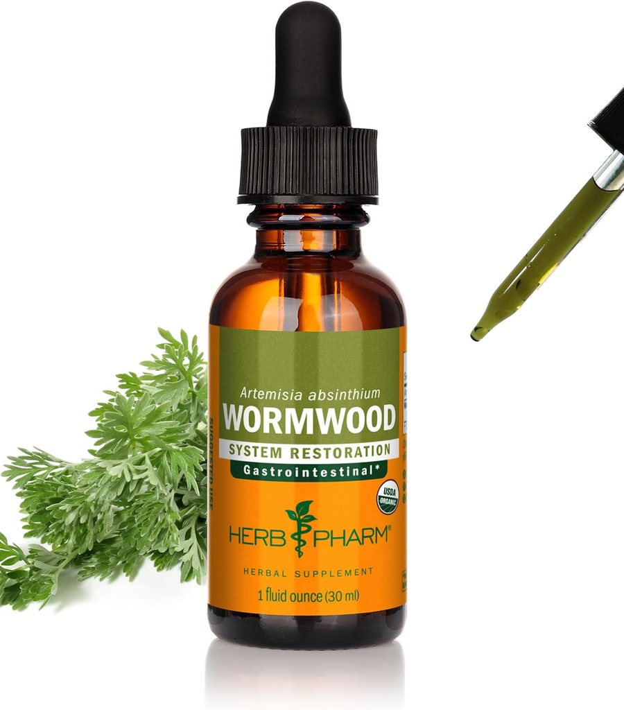 Βότανο Pharm Certified Organic Wormwood Liquid Extract for Digestive System Support - 1 Ουγγιά