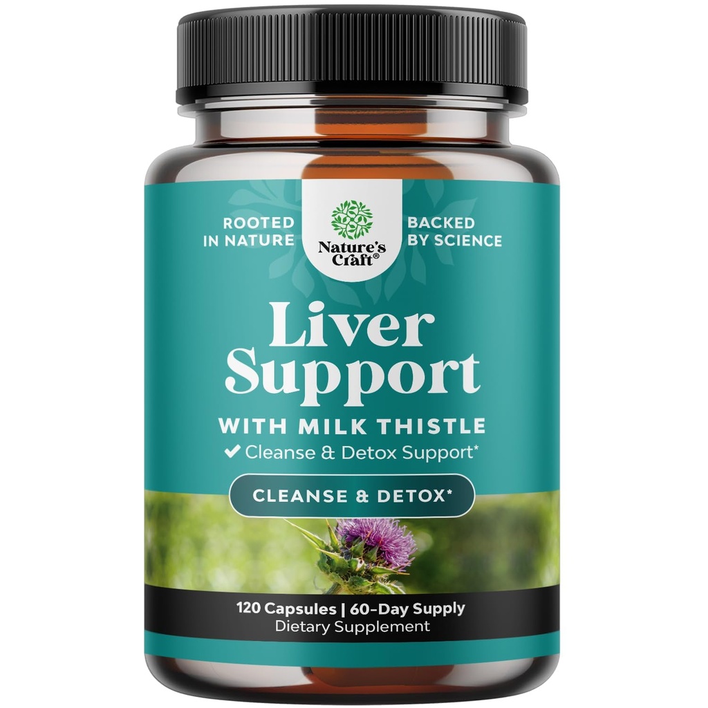 Natures Craft Liver Cleanse Detox & Repair 120 Κάψουλες - Φυτική κρέμα γάλακτος για την υποστήριξη του ήπατος - Silymarin Milk Thistle Συμπληρώματα με Dandelion Root, Choline, Beetroot & Artichoke Extract