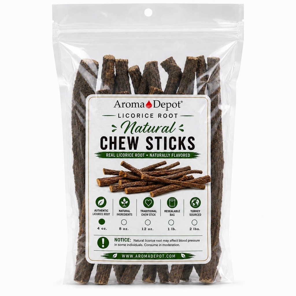 Aroma Depot Licorice Root Chew Sticks, Natural, 4 oz. 6.5–7 Inch