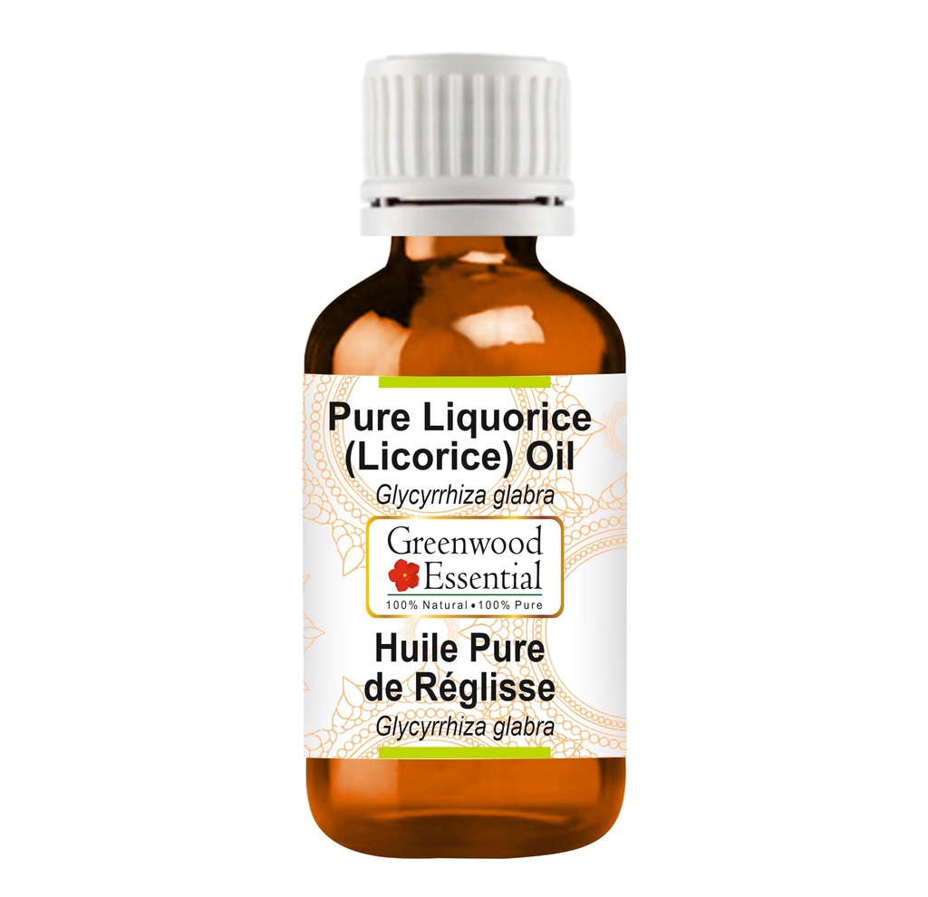 Greenwood Essential Liquorice (Licorice) Oil (Glycyrrhiza glabra) | Infused | Pure | Non-Sticky | Lightweight | For Skin Blends | Botanical Extract | Men & Women | 50ml (1.69 oz)