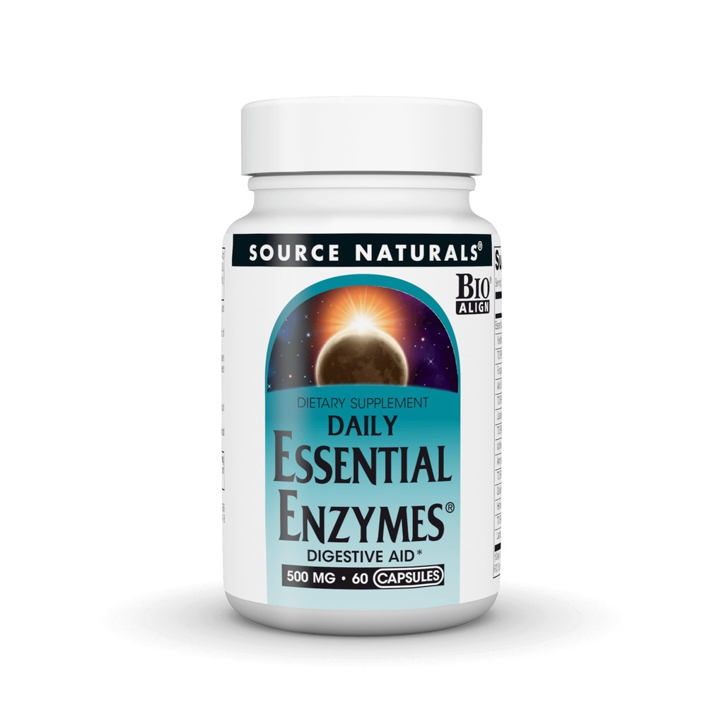Source Naturals Essential Enzymes, Bio-Aligned Multiple Enzyme Supplement Herbal Defense for Digestion, Gas, Constipation & Bloating Relief - Υποστηρίζει ένα ισχυρό ανοσοποιητικό σύστημα* - 500mg - 60 κάψουλες