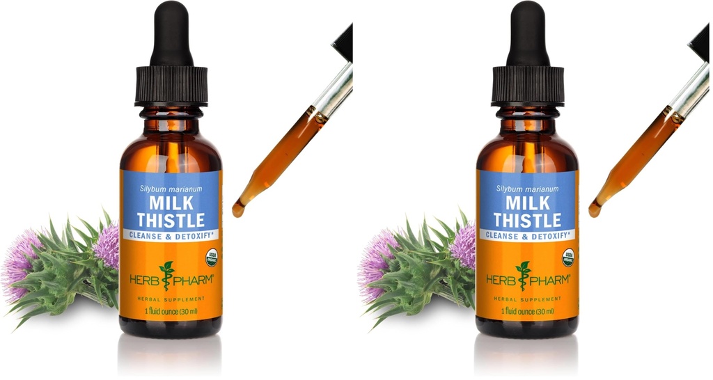 Herb Pharm Milk Thistle Seed Liquid Extract for Liver Function Support - 1 Ounce (Pack of 2)