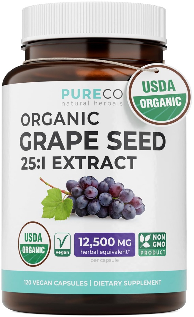 USDA Organic Grape Seed Extract Capsules for Anti Aging & Immune Support