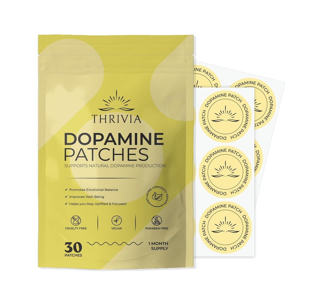 Dopamine Patches with 5-HTP & Lions Mane, 2 Pack (60 Count)