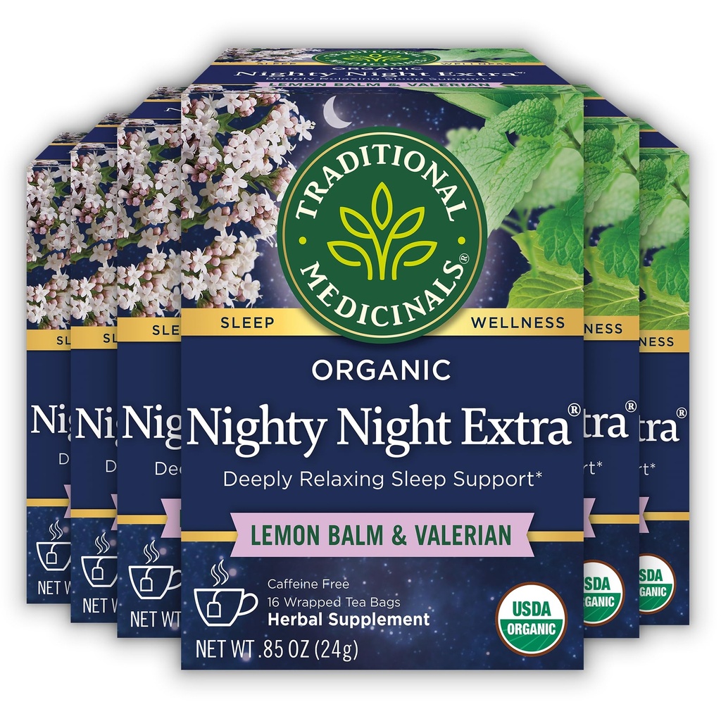Traditional Medicinals Organic Nighty Night Extra, 96 Tea Bags | With Valerian Root for Relaxation