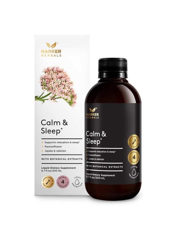 Calm & Sleep Syrup Supplement, 6.7oz | Naturally Support Stress and Improve Sleep with Valerian Root, Hops Flower Extract, and Passionflower