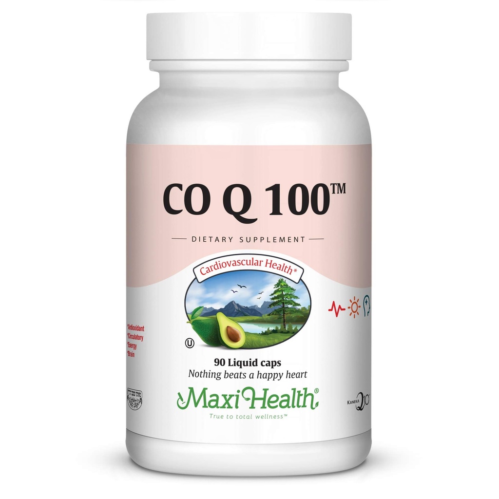 Maxi Health COQ10 100mg Κάψουλες – 100mg Συνένζυμο Q10 για την υποστήριξη καρδιάς & ενέργειας – Kosher Certified CO Q 10 Συμπλήρωμα – Μη ΓΤΟ και συμπληρώματα καρδιάς χωρίς γλουτένη - 90 Υγρά Καψάκια
