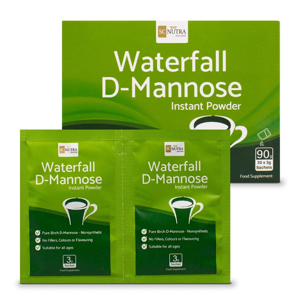 Sweet Cures Waterfall D-Mannose Powder Packets (30 x 3g Packets) XL Pack - D-Mannose sourced from Birch - Monthly Supply for Prevention - SC Nutra