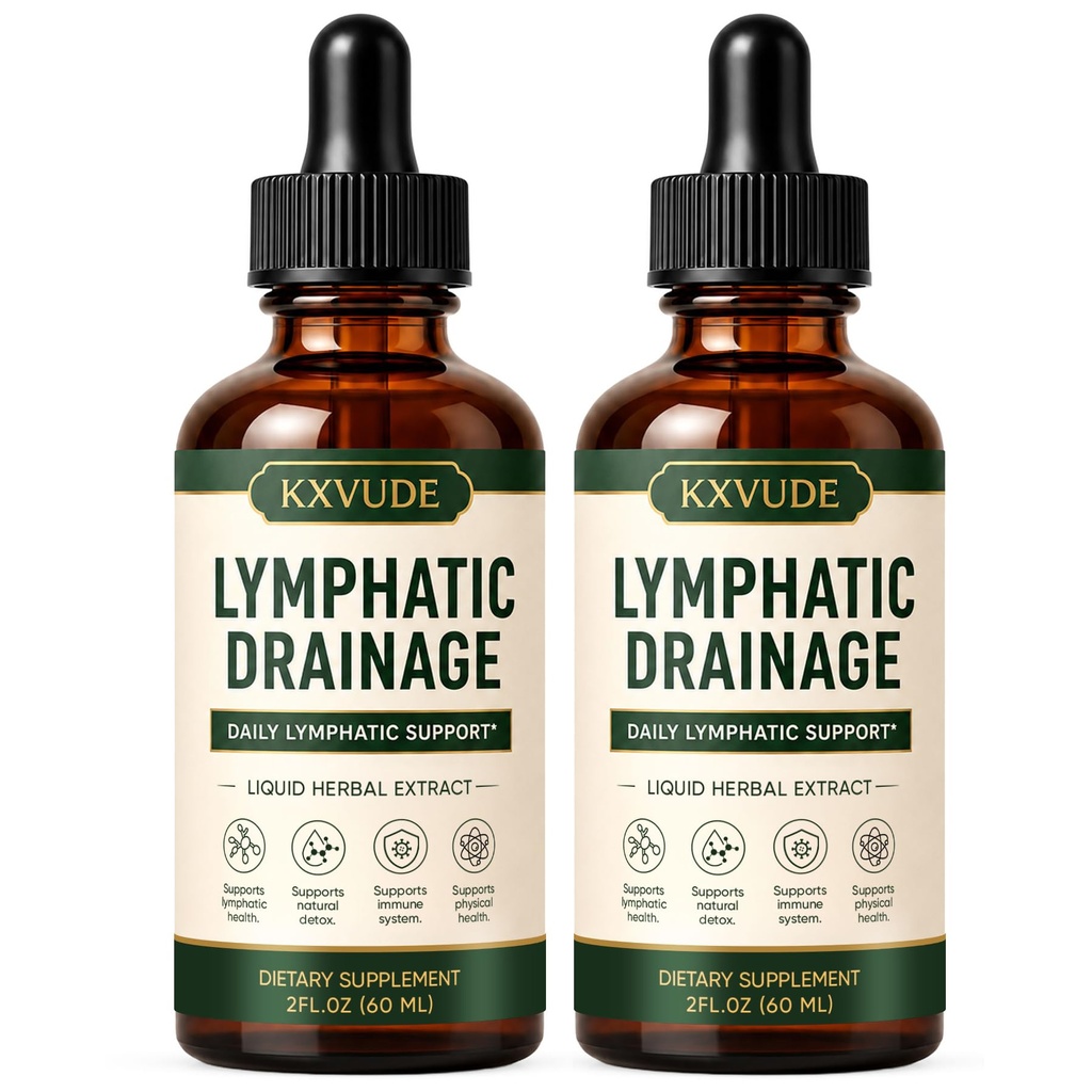 Lymphatic Drainage Drops, 4-Herb Liquid Lymphatic Drainage Supplement with Cleavers, Red Clover, Stillingia Root & Prickly Ash Bark, Supports Lymphatic Drainage, Immune System & Detox, Vegan (2)