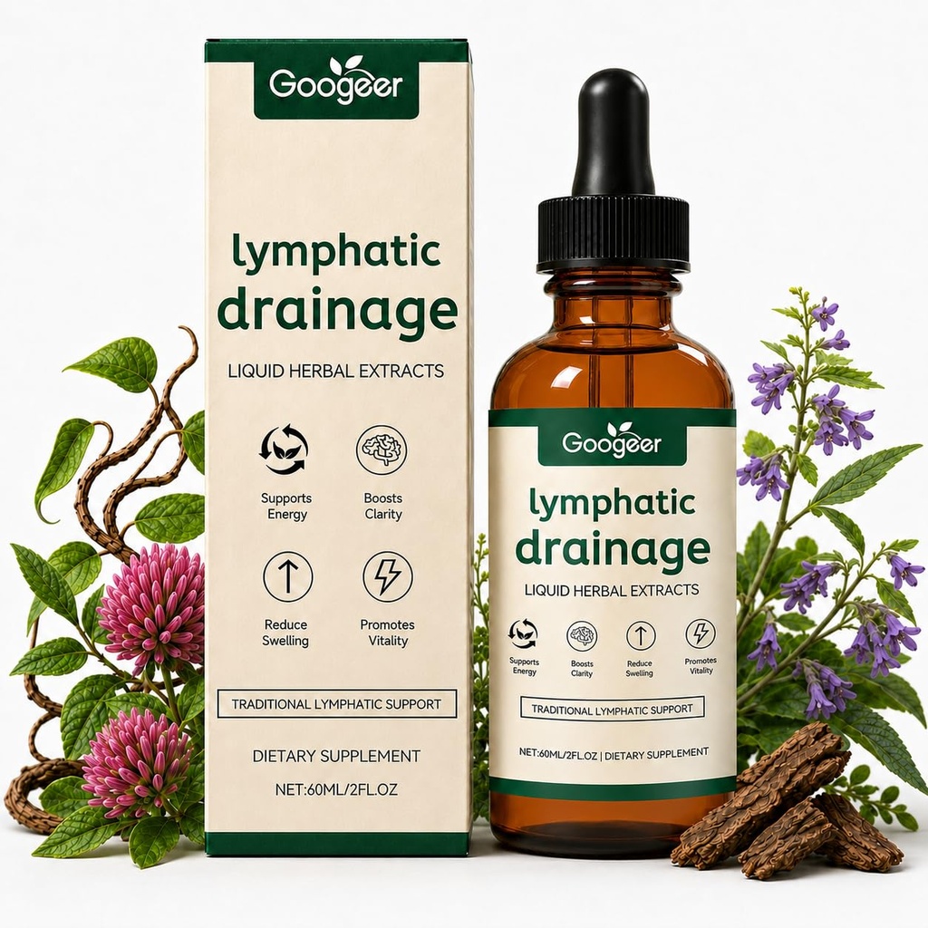 Lymphatic Drainage Drops, Herbal Liquid Extract Supplement with Dandelion, Burdock Root, Cleavers & Botanical Blend, Lymphatic System Support Formula for Fluid Balance, Daily Wellness & Vitality