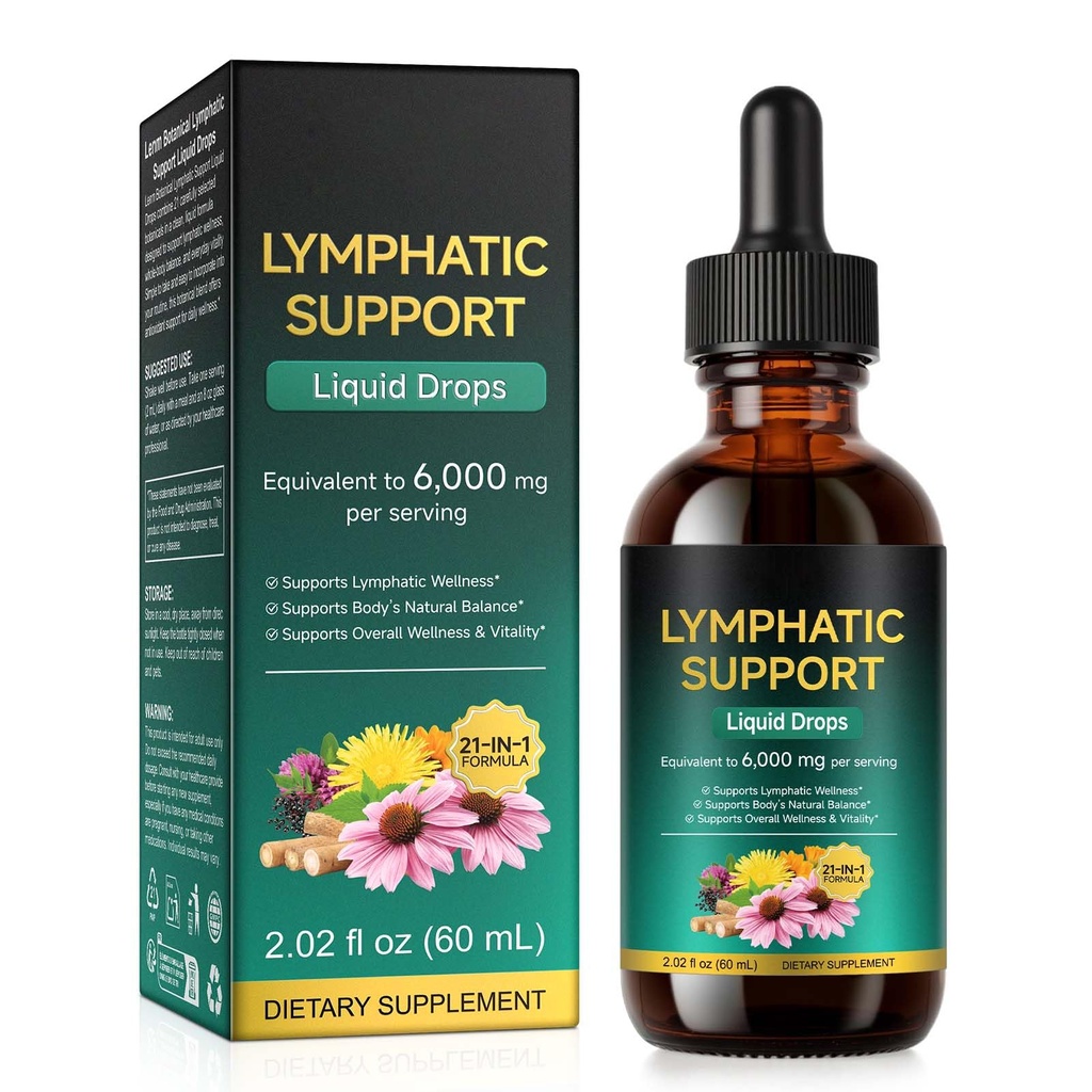 FANSHI Lymphatic Drainage Drops – Advanced Botanical Formula with 16 Herbs & Liposomal Delivery – Supports Immune Health – Maximum Absorption & Vegan