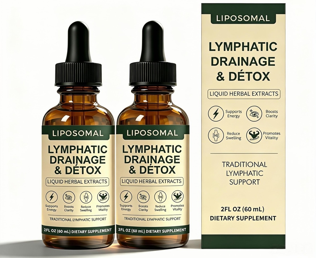 Lymphatic Drainage Drops,Fluid Retention – Alcohol-Free, Vegan | Echinacea Dandelion & with Elderberry，– Supports Lymphatic Drainage, Immune System & Detox 2 fl oz（2PCS）