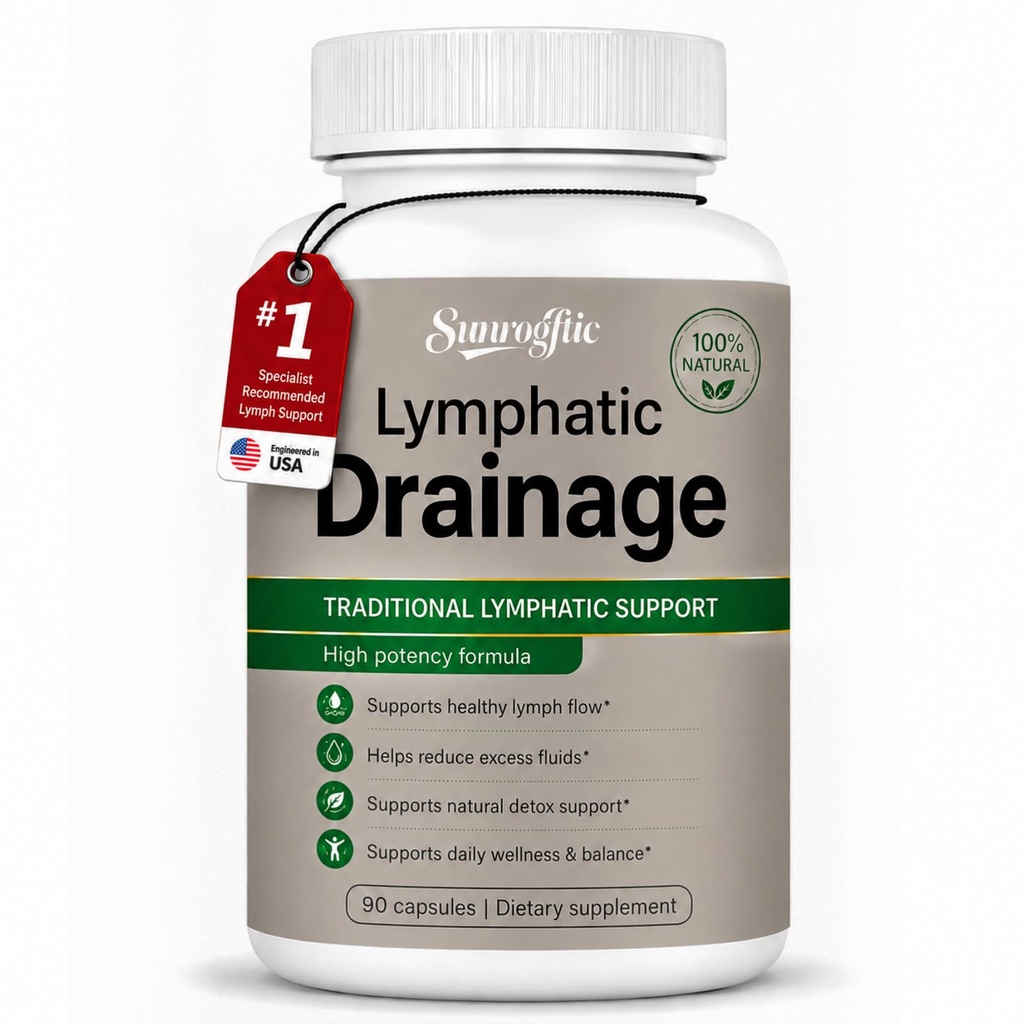 Lymphatic Drainage Supplement – Lymphatic Health Capsules with Dandelion, Burdock, Cleavers & Echinacea – for Fluid Balance, Lymph Wellness & Gentle System Support – 90 Capsules