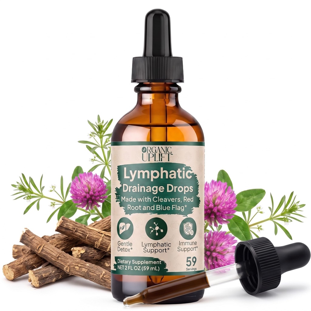 Lymphatic Drainage Drops – Lymphatic Support Supplement with Cleavers, Red Root, Burdock & Dandelion – Herbal Lymph System Cleanse, Detox & Immune Support – Liquid Drainage Tincture, 2 Fl Oz (60 mL)