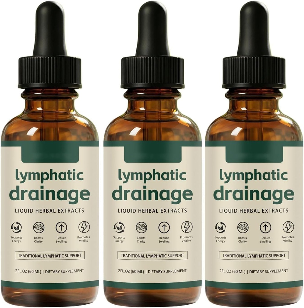 Lymphatic Drainage Drops 59ml– Wellness Drops,Lymphatic Drainage Detox Oil,Reduces Face & Body Swelling, Promotes Efficient Drainage of the,Cleanse Your Body,Vegan&Sugar-Free (3 PCS)
