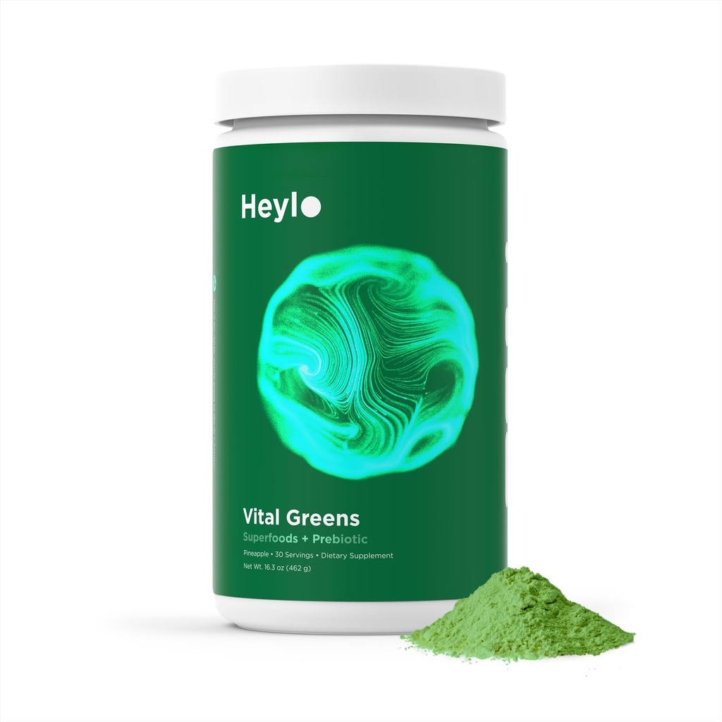 Heylo Vital Greens – Organic Super Greens Powder with Spirulina, Chlorella, Green Banana, Jerusalem Artichoke & Chicory Root – Daily Gut, Digestion & Energy Support – 30 Servings