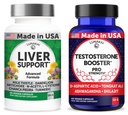 Lunakai USA Made Liver Support + Testosterone Booster Capsules Bundle – Non-GMO – 60ct Each
