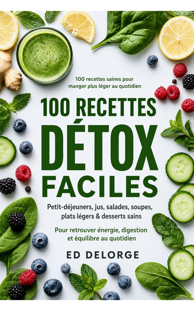 100 Recettes Détox Faciles: Cuisine saine, jus, smoothies, salades, soupes et plats légers pour retrouver énergie, digestion et équilibre - En Français ... pour tous les jours) (French Edition)