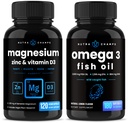 NutraChamps Μαγνήσιο ψευδάργυρος & βιταμίνη D3 κάψουλες και ωμέγα 3 κάψουλες ιχθυέλαιο 2 πακέτο