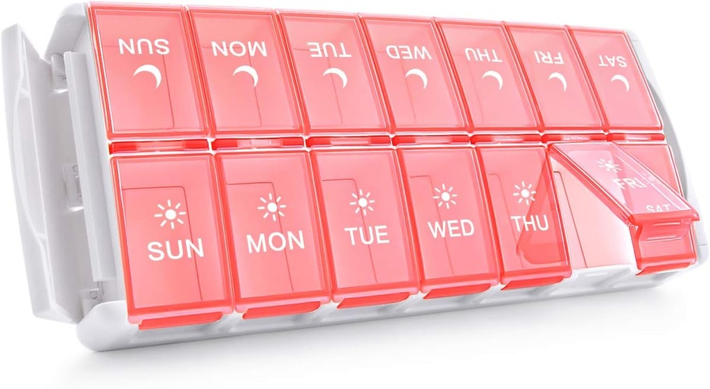 TakeMag Weekly Medicine Pill Organizer 2 φορές την ημέρα, Easy Fill AM Pill Box, Μεγάλη Χωρητικότητα Γρήγορες-επαναγεμίστε 7 υποθέσεις χάπι ημέρας για χάπια / Vitamin / Fish Oil / Συμπληρωματικά (Patent Registered)