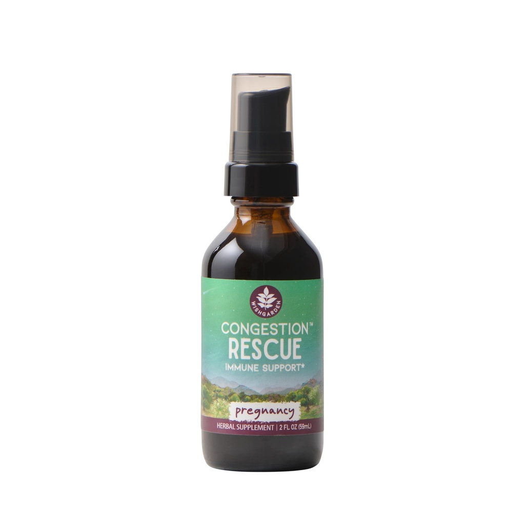 WishGarden Herbs Congestion Rescue for Pregnancy, Immune Tincture, 2oz | Echinacea, Elderberry, Mullein & Marshmallow Root, Safe for Pregnancy & Nursing, Vegan, Gluten-Free