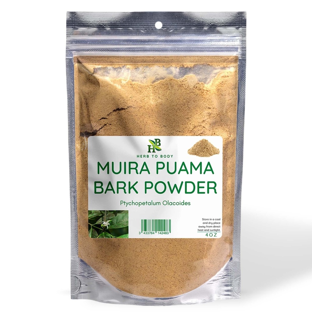 Herb To Body Muira Puama Powder - 4oz, Wildcrafted Ptychopetalum Olacoides for Muira Puama Tea, Herbal Tea, Traditional Blends, and Wellness Routines