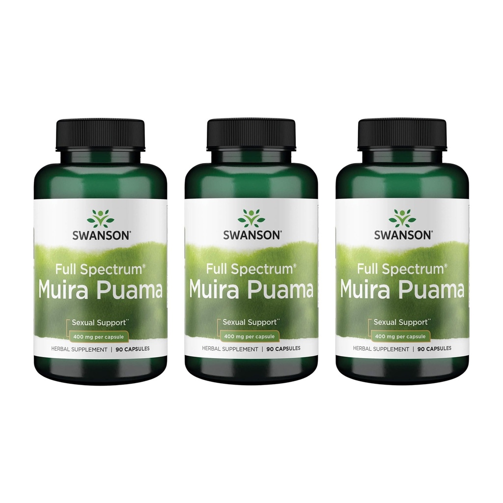 Swanson Muira Puama Root Sexual Health Virility Libido Boost Support Men's Women's Supplement 400 mg 90 Capsules (3 Pack)
