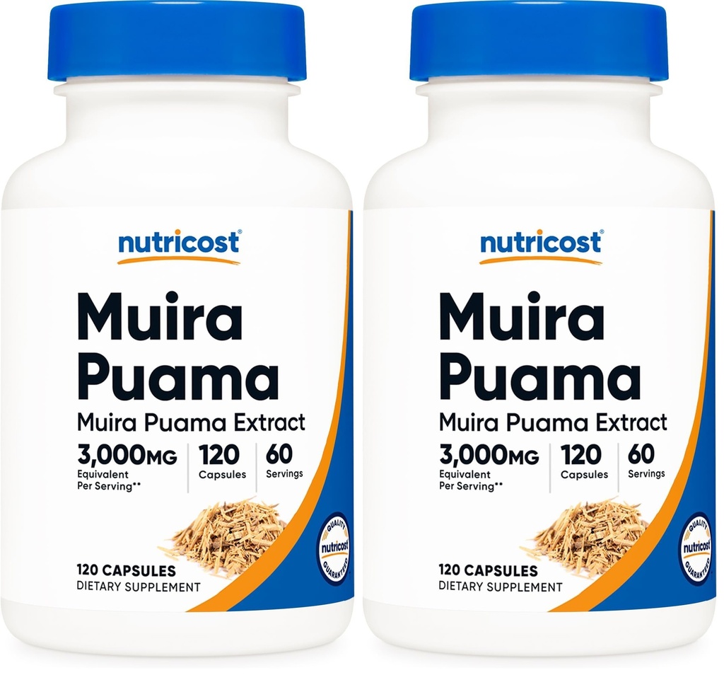Nutricost Muira Puama Extract 120 Capsules for 60 Servings Per Bottle (Pack of 2)