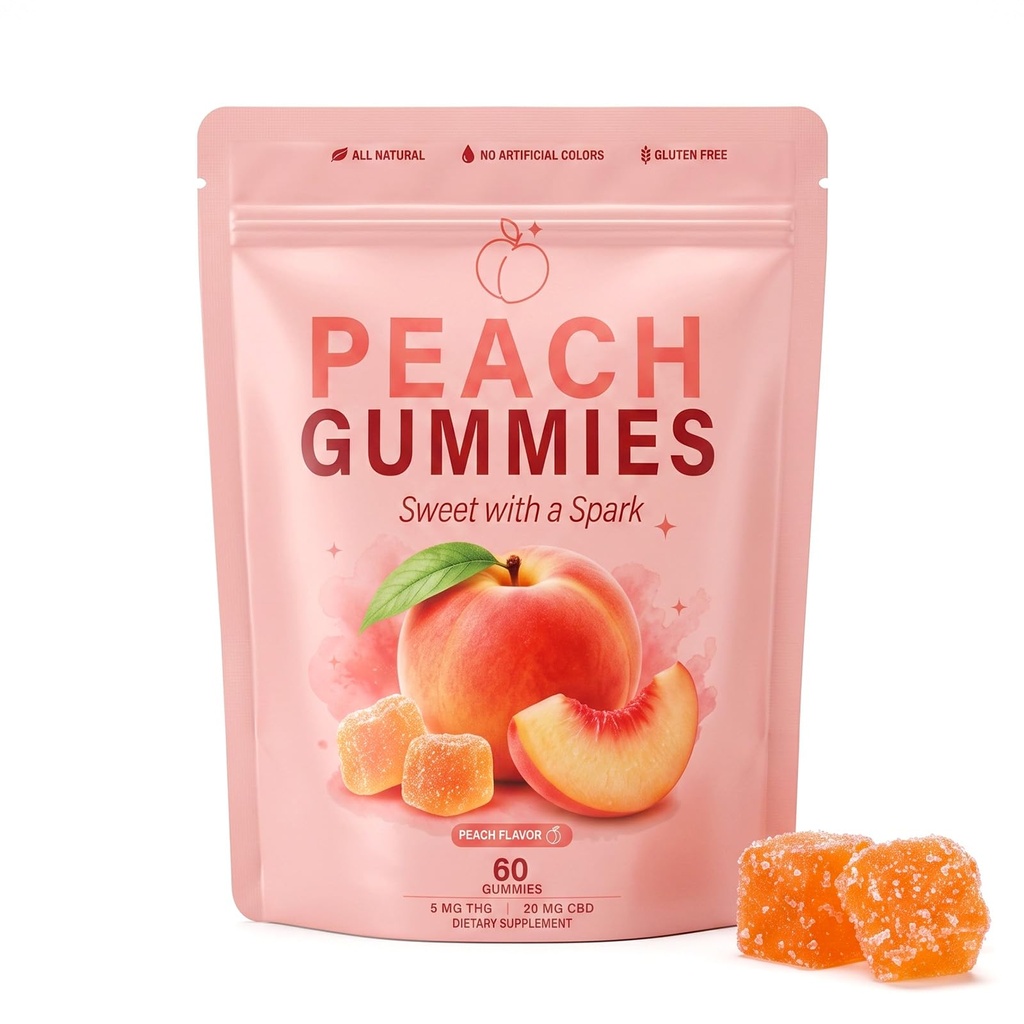 Spicy Peach Gummy Cubes, Maca Root & Horny Goat Weed for Energy, Vitality | Fun Treat for Men, Women & Social Moments - 60 pcs