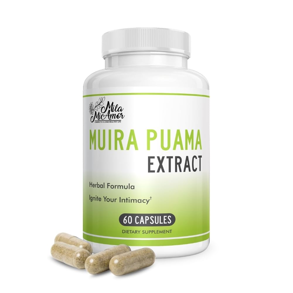Muira Puama Extract Capsules 550mg, Muira Puama Bark 4:1 Extract, Herbal Formula for Men and Women, Non-GMO, GMP Certified, Made in USA, 60 Capsules